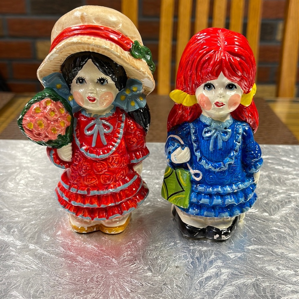 Vintage and Super Rare - Enesco ceramic figurines. Sold as a set.